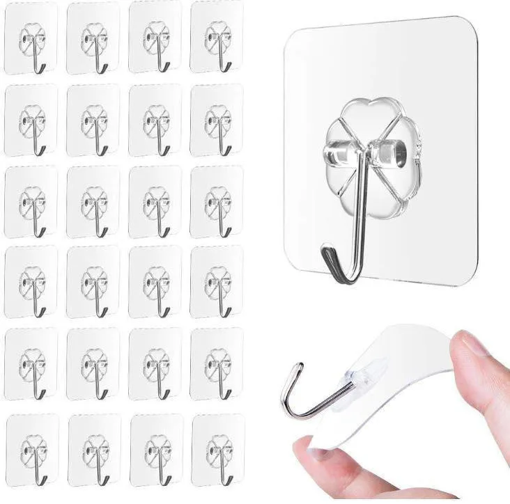 Adhesive Stainless Steel Wall Hooks — 24 Pack product photo