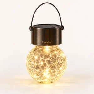 Solar Crackle Glass Jar Lantern - Medium