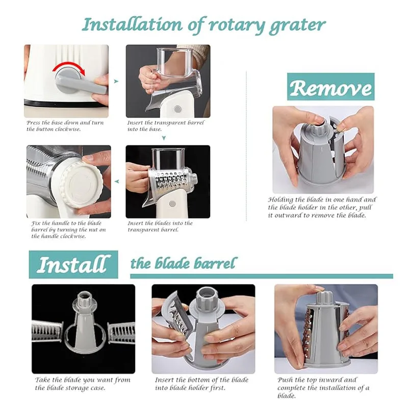 Rotary Cheese Grater with Five Interchangeable Blades product view 3